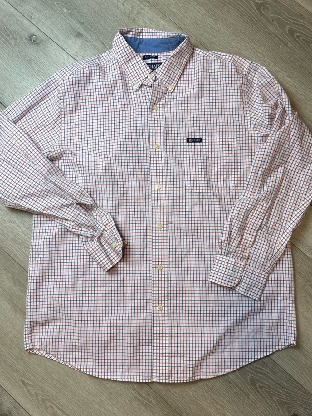 Chaps Men's Blue & Red Grid Button-Down Dress Shirt